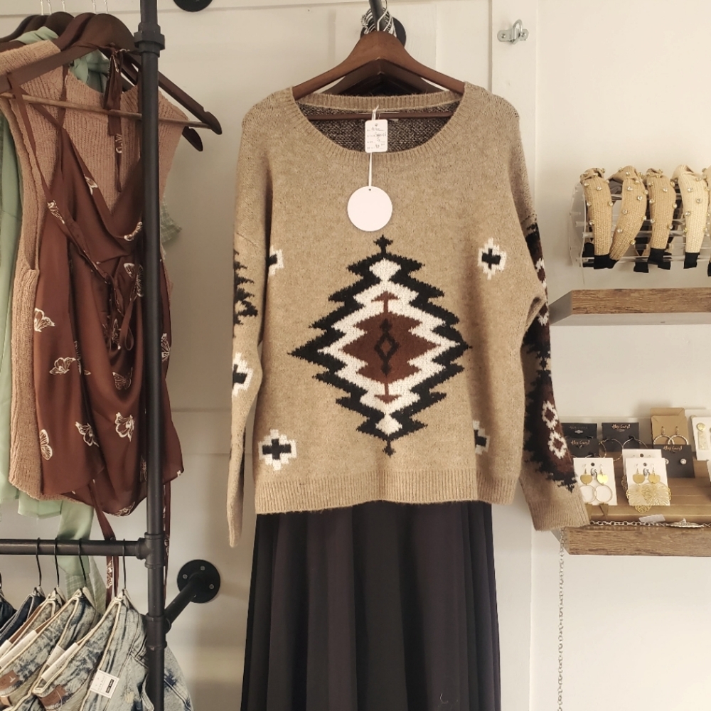 Brown Aztec Sweater
